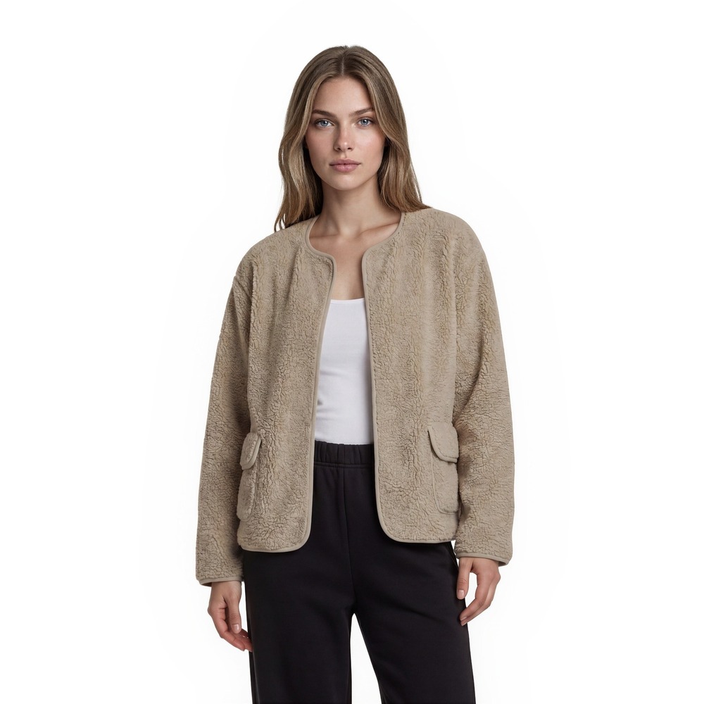 Haven Well‎ Within Fleece Sherpa Jacket Women's Size Small Tan Teddy Cardigan